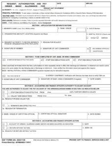 DAF Form 220 – Request, Authorization, And Pay Order Basic Allowance ...