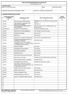 DAF Form 907 – Relocation Preparation Checklist - AF Forms