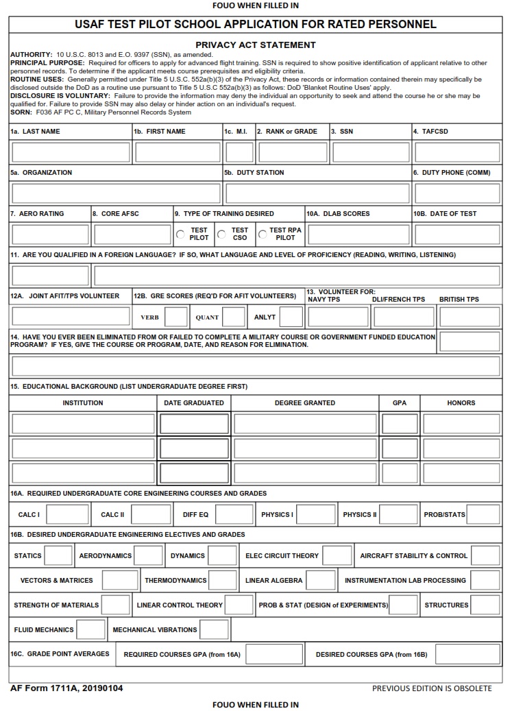 AF Form 1711A - Page 1