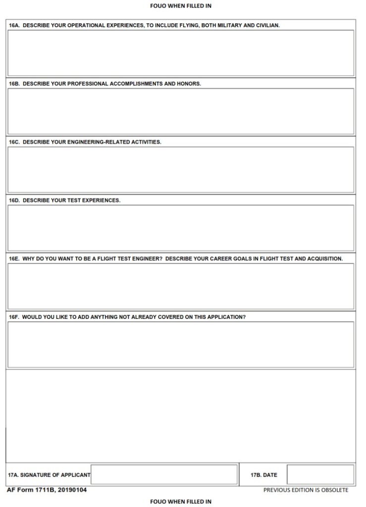 AF Form 1711B – Usaf Test Pilot School Application For Engineer ...