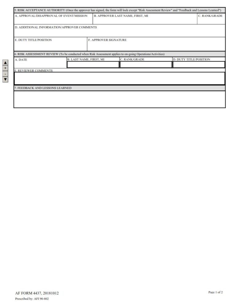 AF Form 4437 Deliberate Risk Assessment Worksheet AF Forms