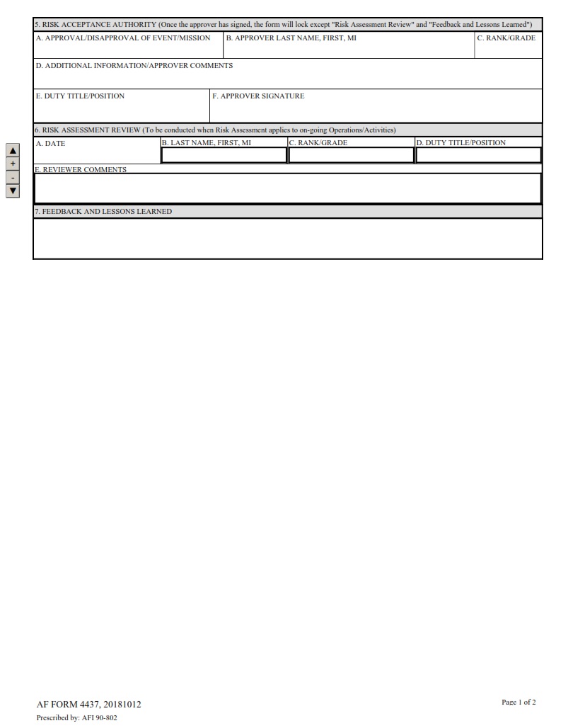 AF Form 4437 Deliberate Risk Assessment Worksheet AF Forms