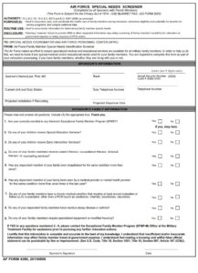 AF Form 4380 – Air Force Special Needs Screener - AF Forms