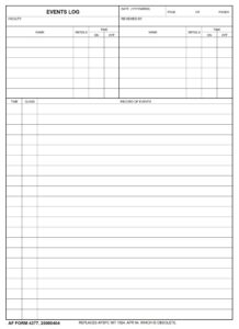 AF Form 4377 – Events Log - AF Forms