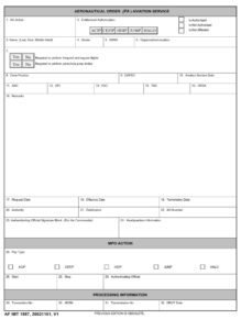 AF Form 1887 – Aeronautical Order (PA) Aviation Service - AF Forms