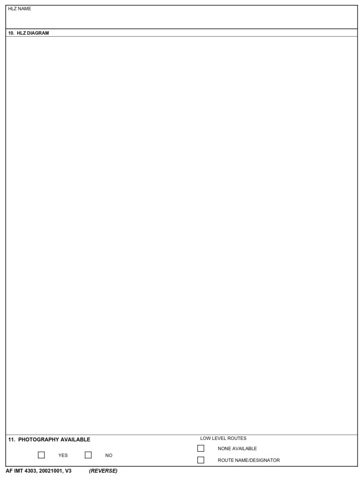 AF Form 4303 Helicopter Landing Zone Survey AF Forms