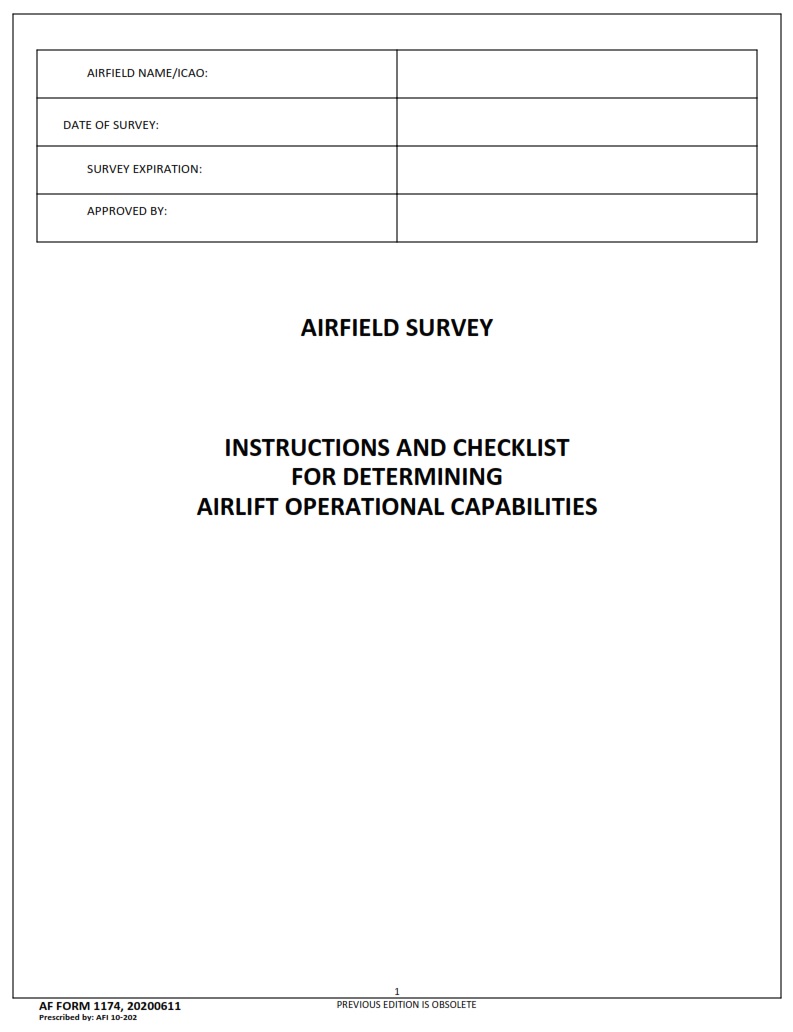 AF Form 1174 Airfield Survey AF Forms
