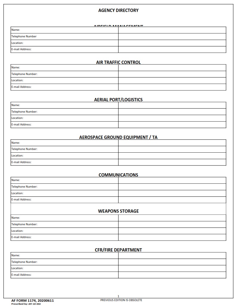 AF Form 1174 Airfield Survey AF Forms
