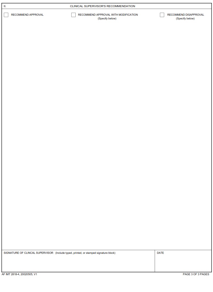 AF Form 2818 4 Clinical Privileges Cardiothoracic Surgeon AF Forms
