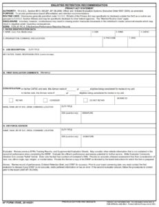 AF Form 3538E – Enlisted Retention Recommendation - AF Forms