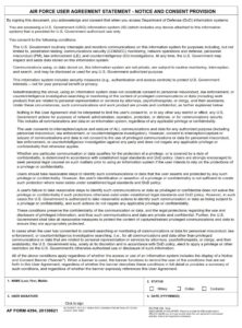 AF Form 4394 – Air Force User Agreement Statement – Notice And Consent ...