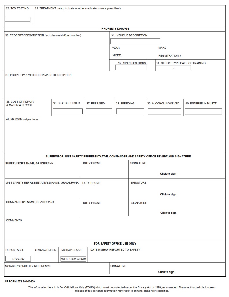 AF Form 978 Supervisor Mishap Report AF Forms