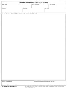 AF Form 4025 - Aircrew Summary/Close-Out Report - AF Forms