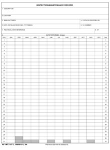 AF Form 1071 – Inspection/Maintenance Record - AF Forms