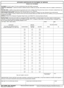 AF Form 1299 – Officer’s Certificate Of Statement Of Service - AF Forms