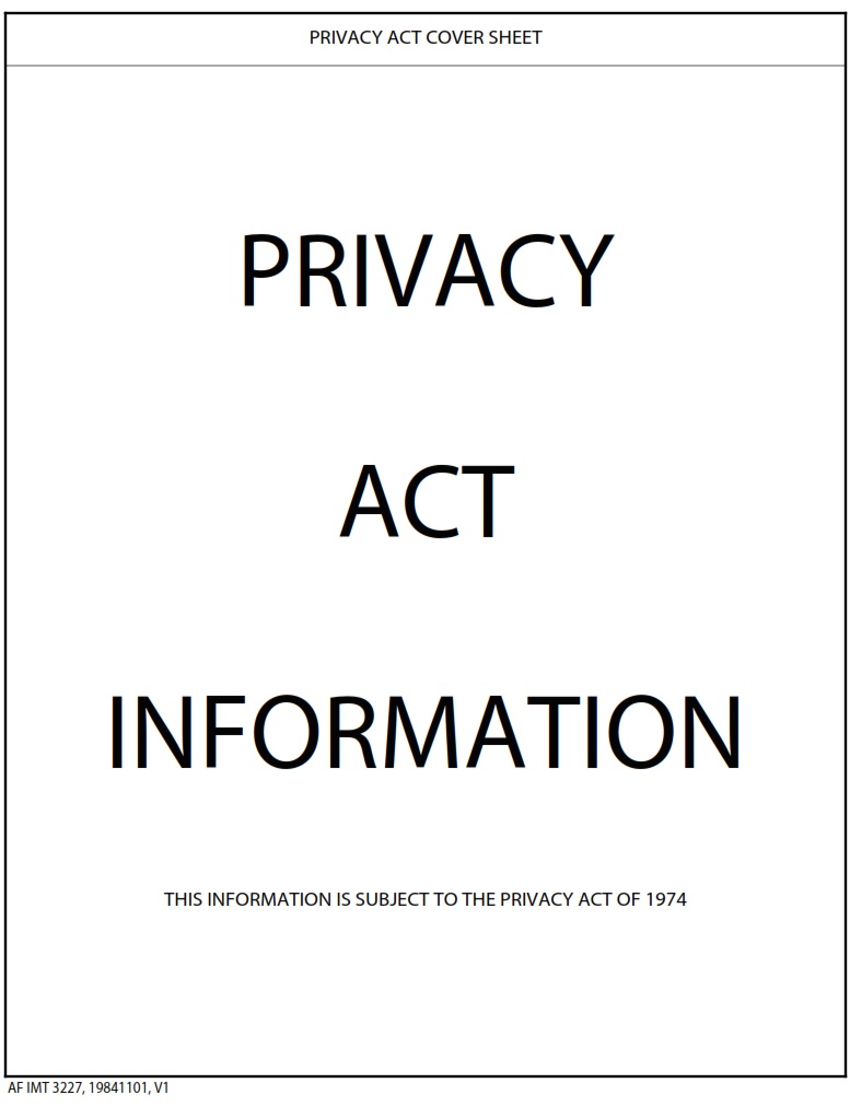 AF Form 3227 Privacy ACT Cover Sheet AF Forms