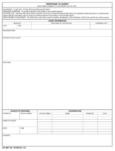 AF Form 39 - Response To Query - AF Forms