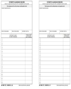 AF Form 577 - Patient's Clearance Record - AF Forms
