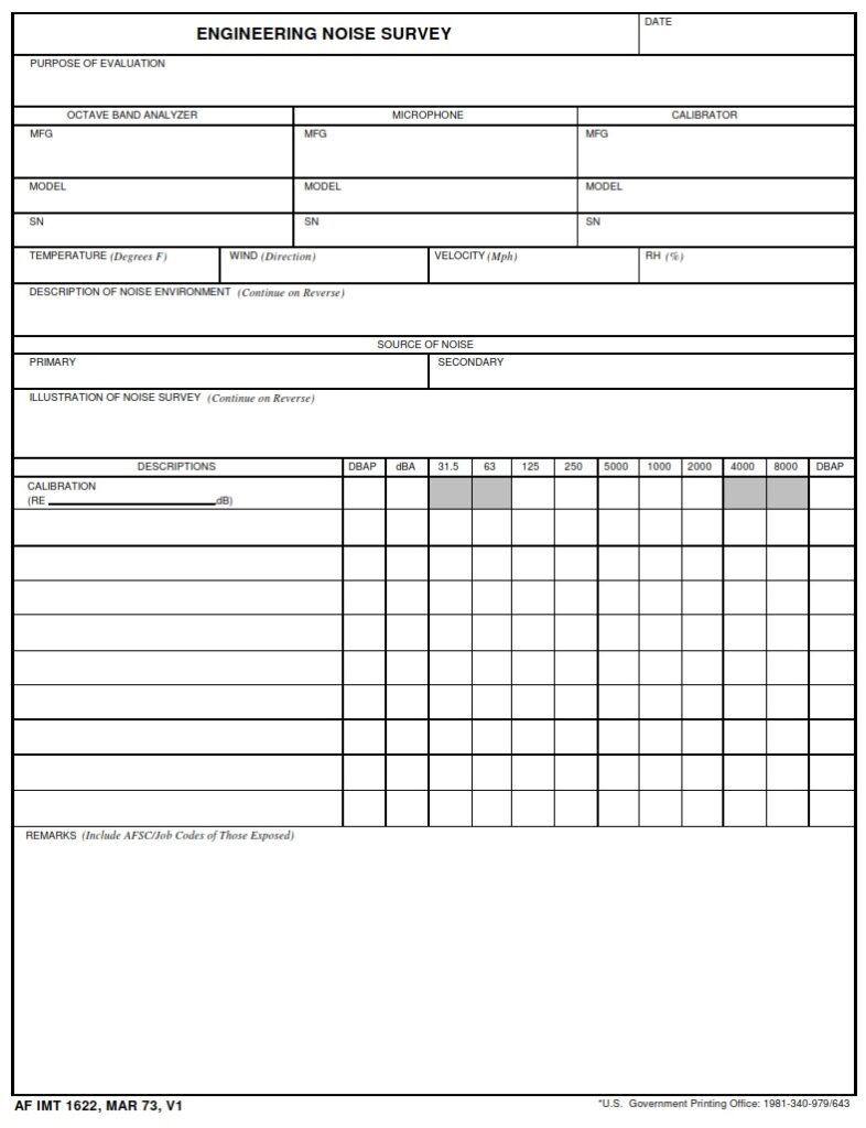 AF Form 1622 Engineering Noise Survey AF Forms af-form-1622-engineering-noise-survey-af-forms