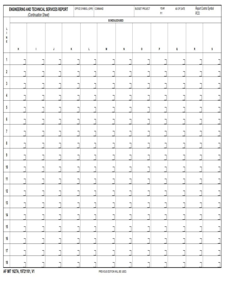 AF Form 1627A – Engineering And Technical Services Report (Continuation ...