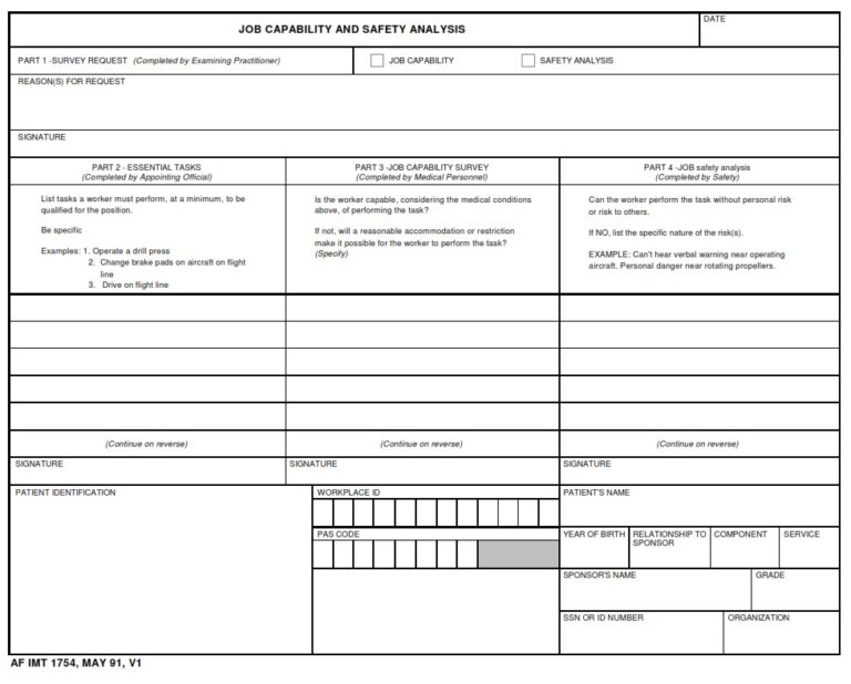 AF Form 1754 Job Capability And Safety Analysis LRA AF Forms af-form-1754-job-capability-and-safety-analysis-lra-af-forms