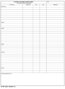 AF Form 2508 - Patient Calorie Count Sheet - AF Forms