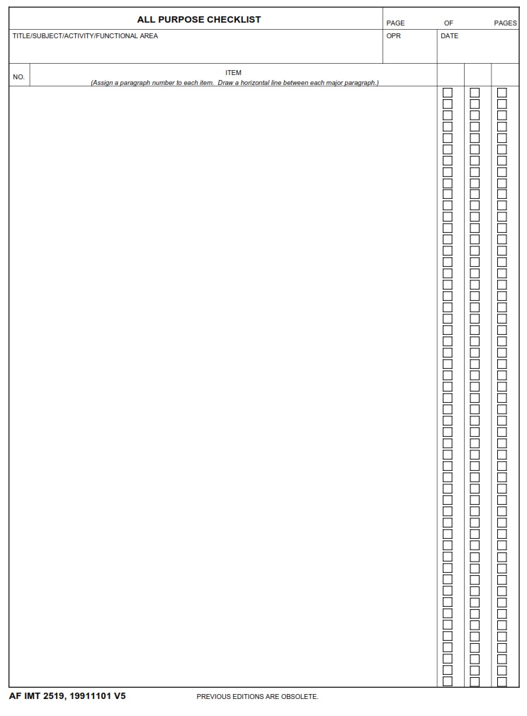 AF Form 2519 - Page 1