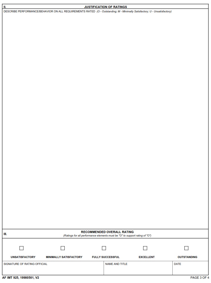AF Form 925 Senior Executive Appraisal AF Forms